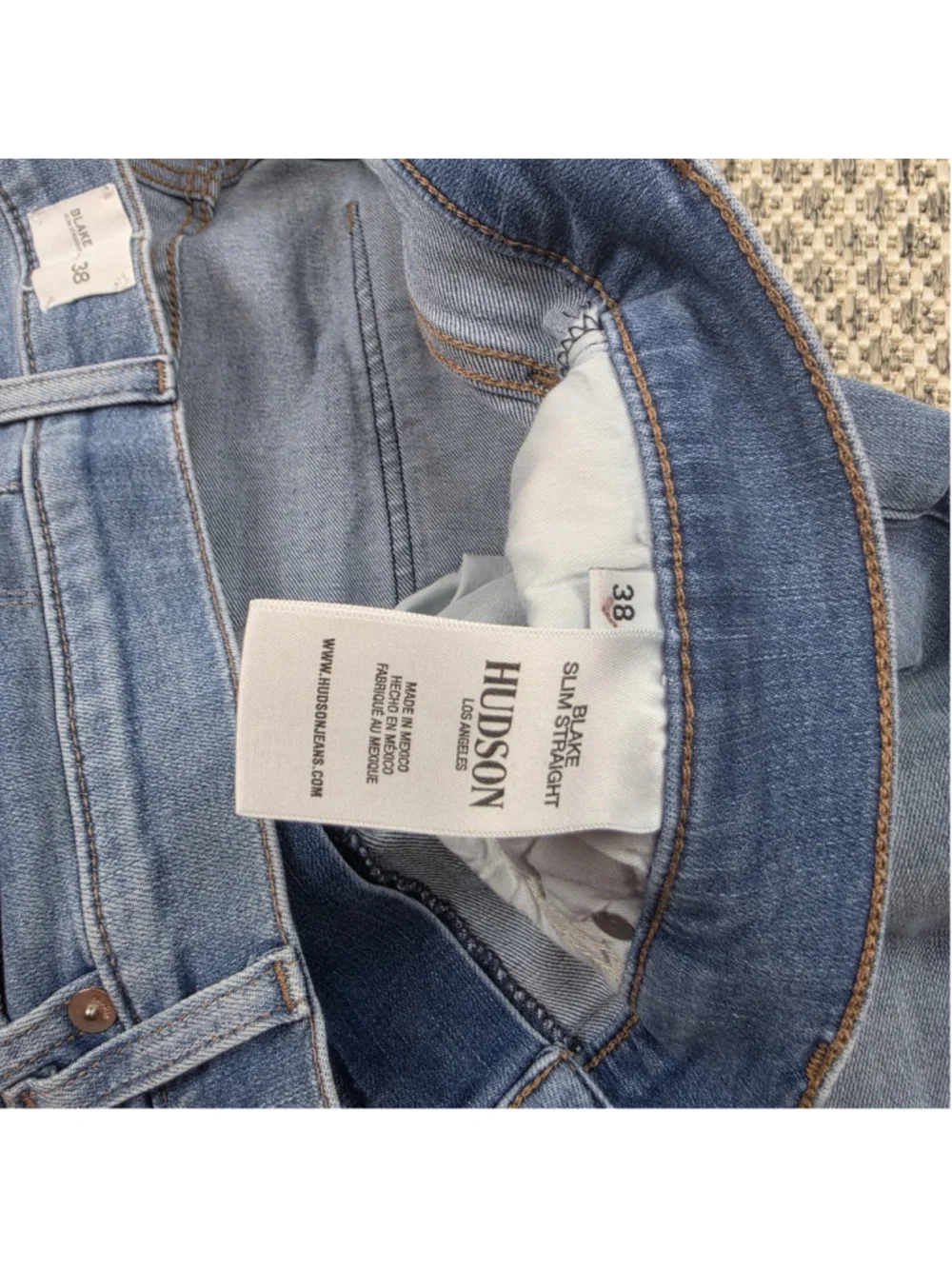 Hudson Blake Slim Straight Jeans Mens Size 38 Light Wash Premium Denim